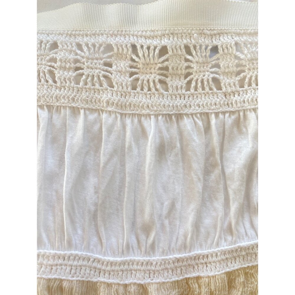 Trina Turk Skirt w/ Pom Poms Women's 12 Ivory Beige Cotton Silk Lined - Picture 11 of 15